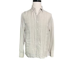 Abercrombie & Fitch Linen Blend Button Down Shirt Beige Small Men’s Textured